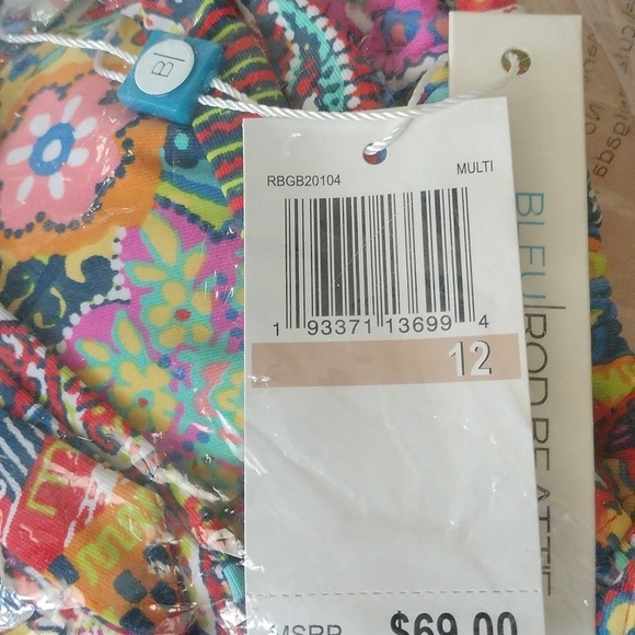 Bleu Rod Beattie Groovy Baby Triangle Paisley Bikini Top, Multicolor, Size 12 - Picture 4 of 6